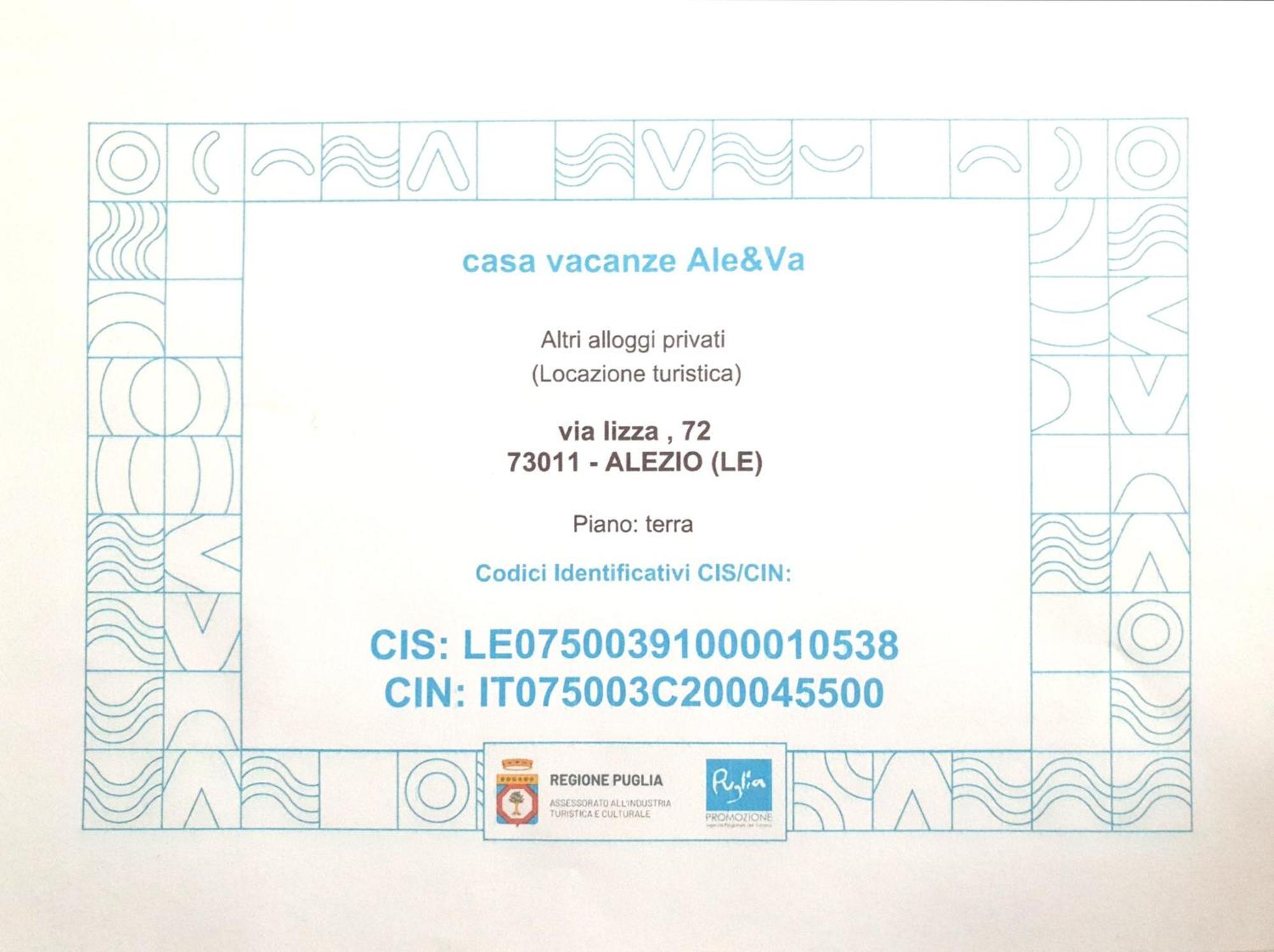 Casa Vacanze Ale&Va Alezio Kültér fotó